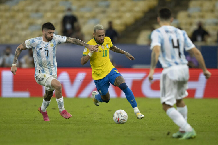 Neymar contra a Argentina na Copa América 2021