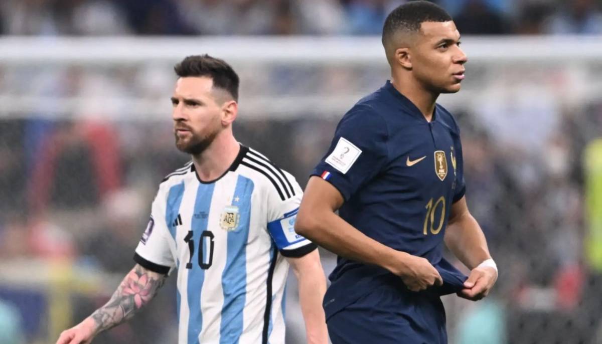 Lionel Messi e Kylian Mbappé na Copa do Mundo 2022